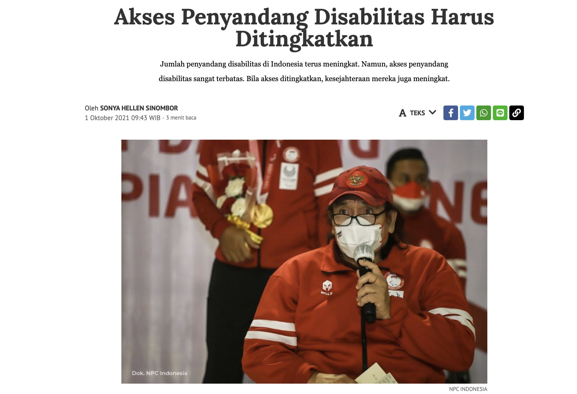[KOMPAS] Akses Penyandang Disabilitas Harus Ditingkatkan