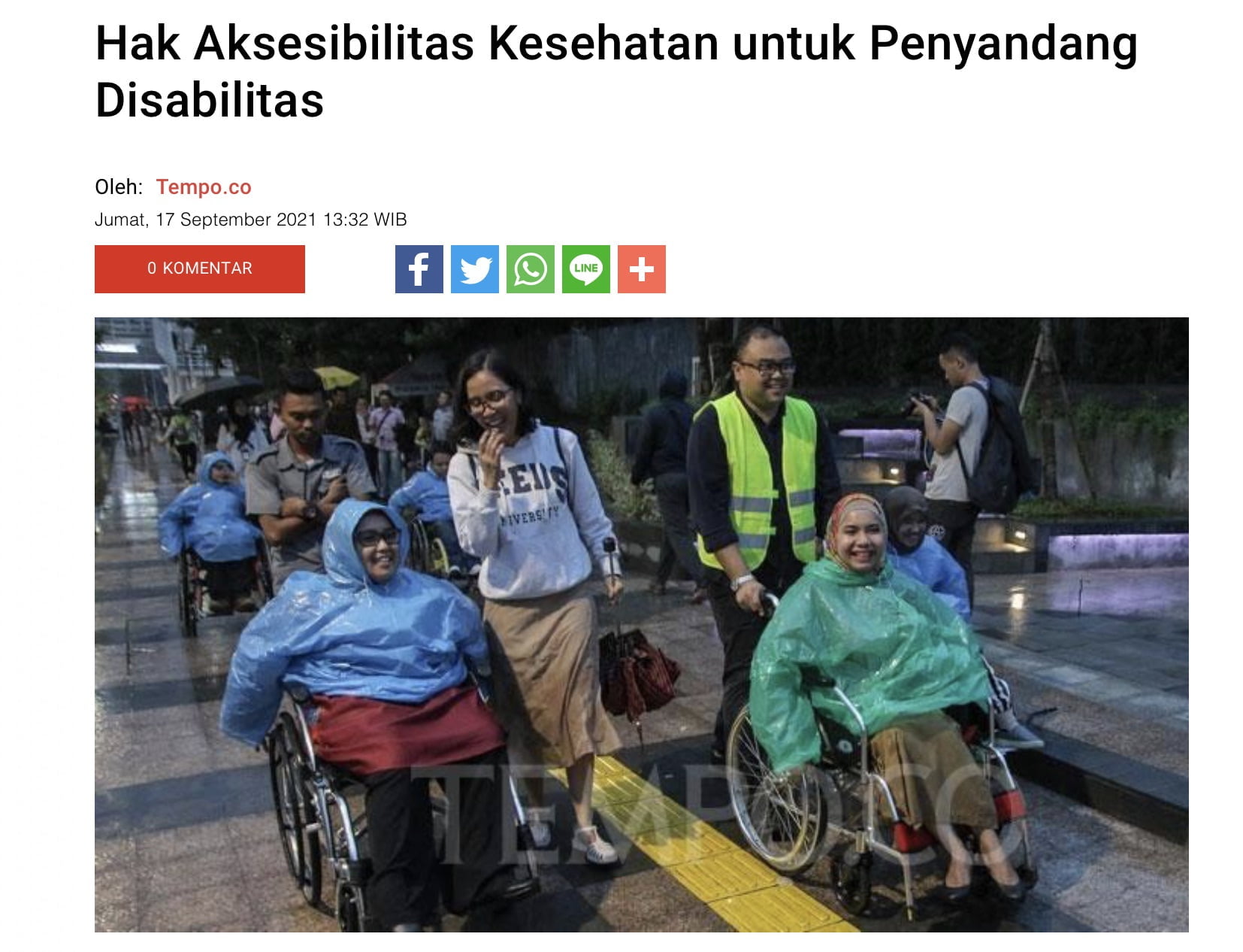 [TEMPO.CO] Hak Aksesibilitas Kesehatan untuk Penyandang Disabilitas