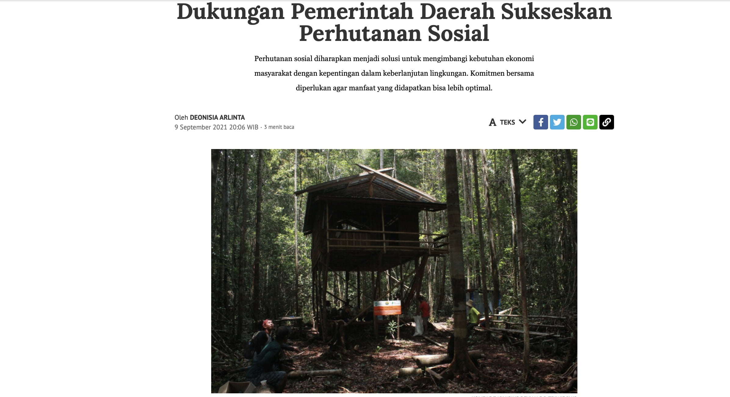 [KOMPAS] Dukungan Pemerintah Daerah Sukseskan Perhutanan Sosial