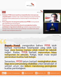 Hasil Kegiatan FKP Seri 1: "PPDB, Bisakah Memeratakan Kualitas Pendidikan?"