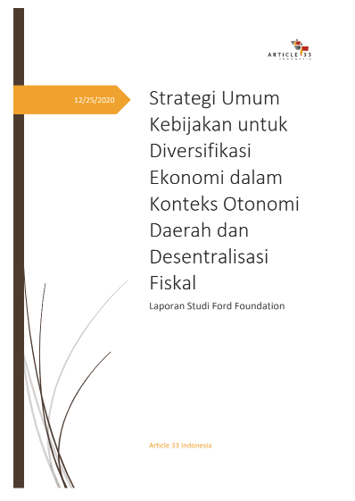 Strategi Umum Kebijakan untuk Diversifikasi Ekonomi dalam Konteks Otonomi Daerah dan Desentralisasi Fiskal