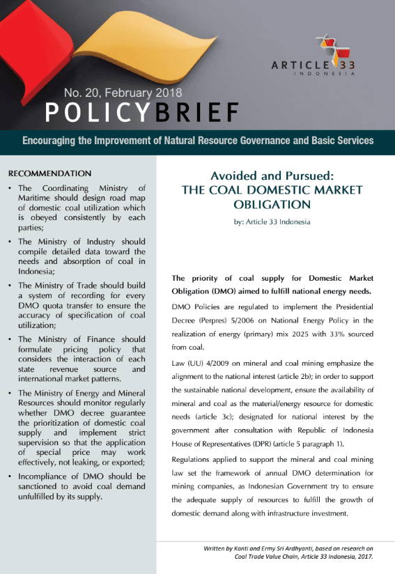 Avoided and Pursued The Coal Domestic Market Obligation