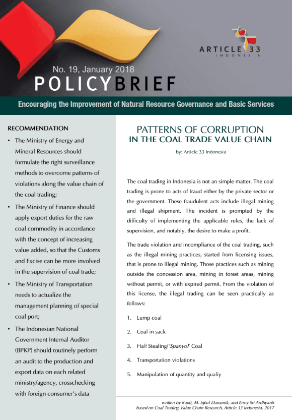 Patterns Of Corruption In The Coal Trade Value Chain