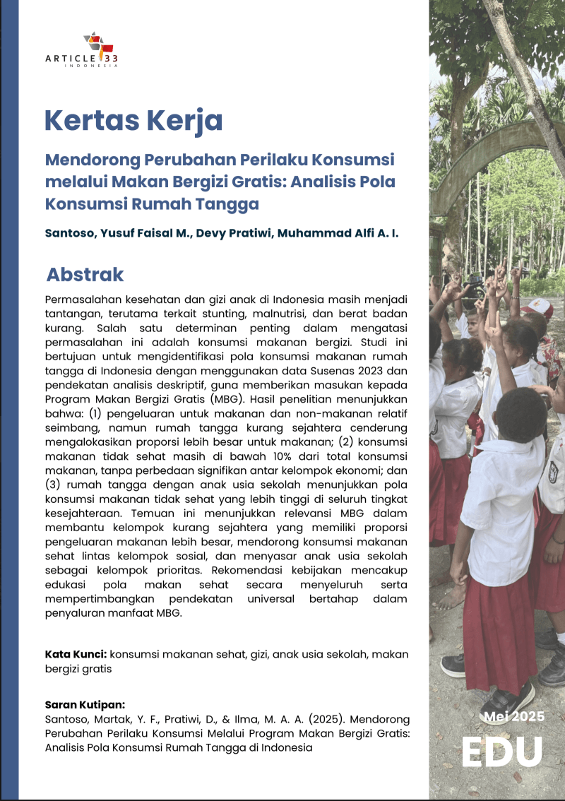 Mendorong Perubahan Perilaku Konsumsi Melalui Program Makan Bergizi Gratis: Analisis Pola Konsumsi Rumah Tangga di Indonesia