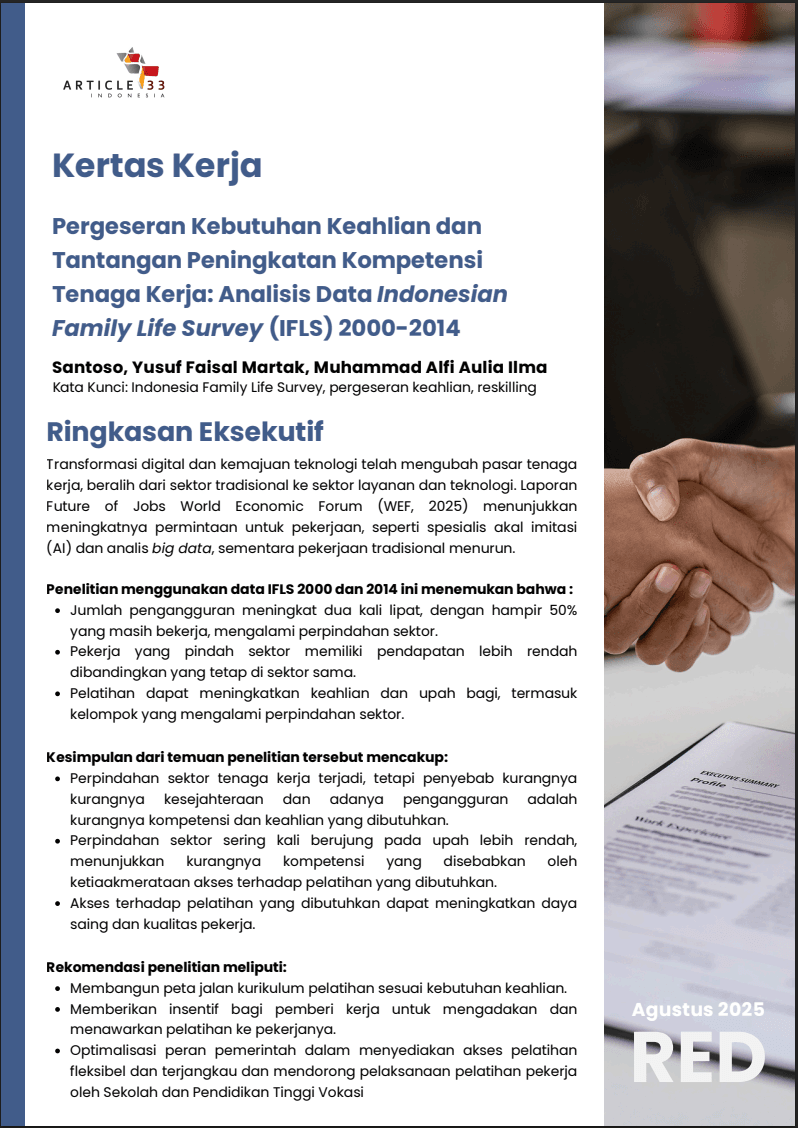 Pergeseran Kebutuhan Keahlian dan Tantangan Peningkatan Kompetensi Tenaga Kerja: Analisis Data Indonesia Family Life Survey (IFLS)2000–2014