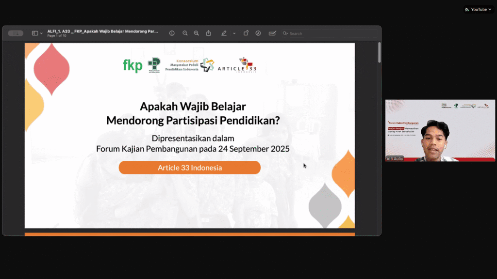 [Siaran Pers] Forum Kajian Pembangunan 2025 A33 Seri 1 "Wajib Belajar: Memastikan Setiap Anak Bersekolah"