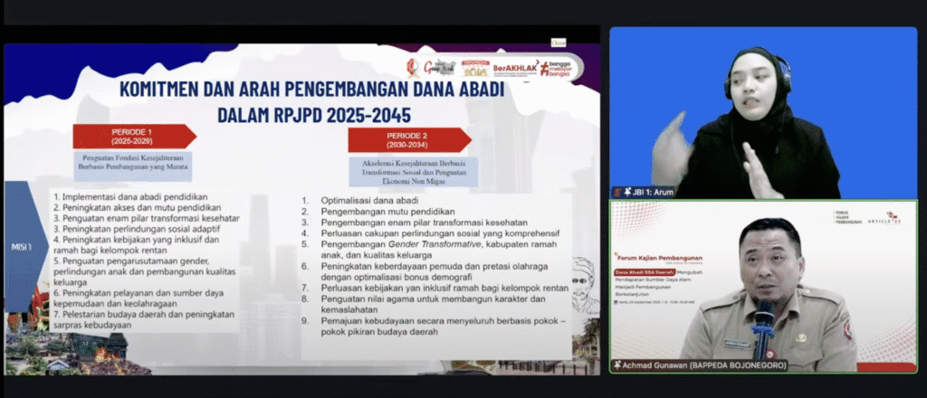 [Siaran Pers] Forum Kajian Pembangunan 2025 Seri 2 "Dana Abadi SDA Daerah: Mengubah Pendapatan Sumber Daya Alam  Menjadi Pembangunan Berkelanjutan"