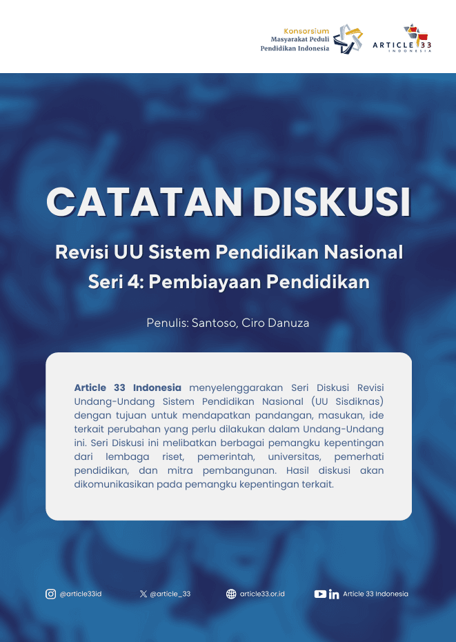 Catatan Diskusi Revisi UU Sistem Pendidikan Nasional Seri 4: Pembiayaan Pendidikan