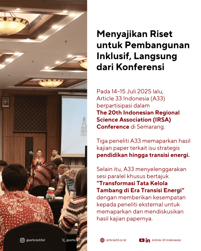 Article 33 Indonesia Dorong Isu Kesenjangan Pembelajaran hingga Transisi Energi dalam IRSA 2025