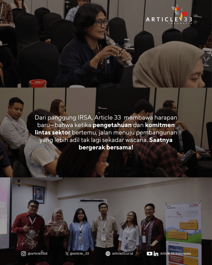 Article 33 Indonesia Dorong Isu Kesenjangan Pembelajaran hingga Transisi Energi dalam IRSA 2025