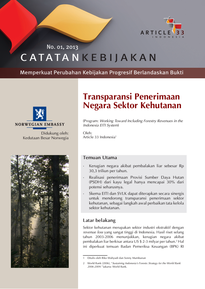 Catatan Kebijakan: Transparansi Penerimaan Negara Sektor Kehutanan